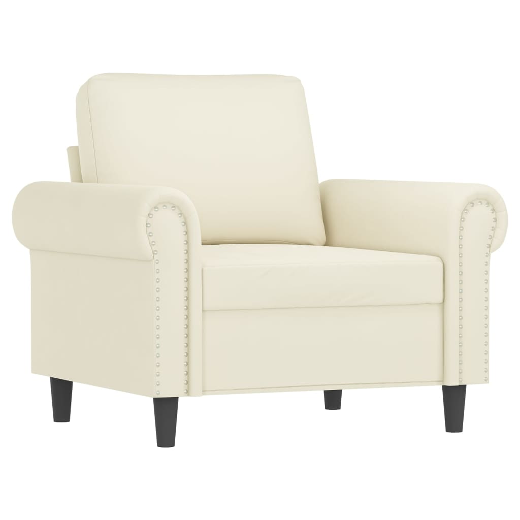 Poltrona com apoio de pés 60 cm veludo cor creme
