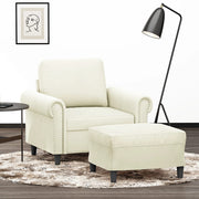 Poltrona com apoio de pés 60 cm veludo cor creme