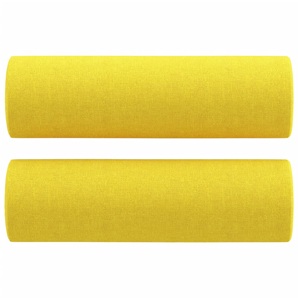 4 pcs conjunto de sofás com almofadas tecido amarelo-claro