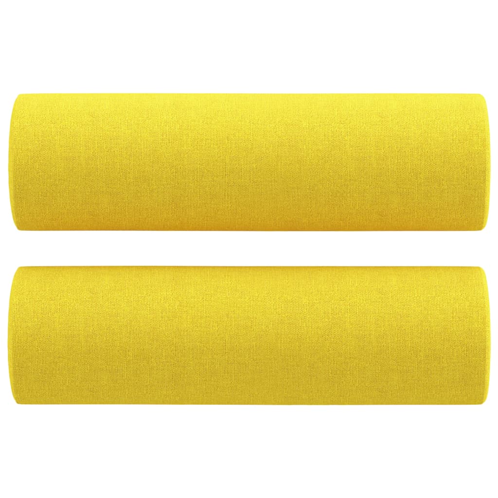 2 pcs conjunto de sofás com almofadas tecido amarelo-claro