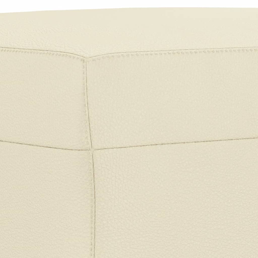 4 pcs conjunto sofás c/ almofadões couro artificial cor creme