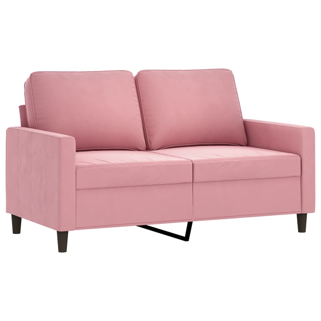 3 pcs conjunto de sofás com almofadões veludo rosa