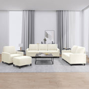 4 pcs conjunto de sofás com almofadões veludo cor creme