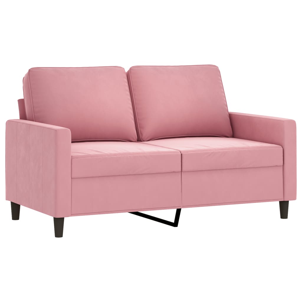 2 pcs conjunto de sofás com almofadões veludo rosa