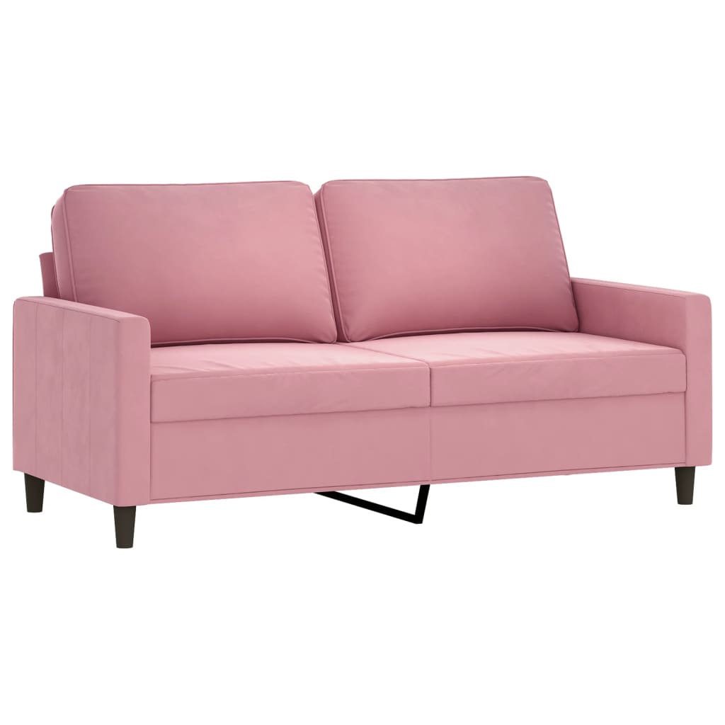 2 pcs conjunto de sofás com almofadões veludo rosa