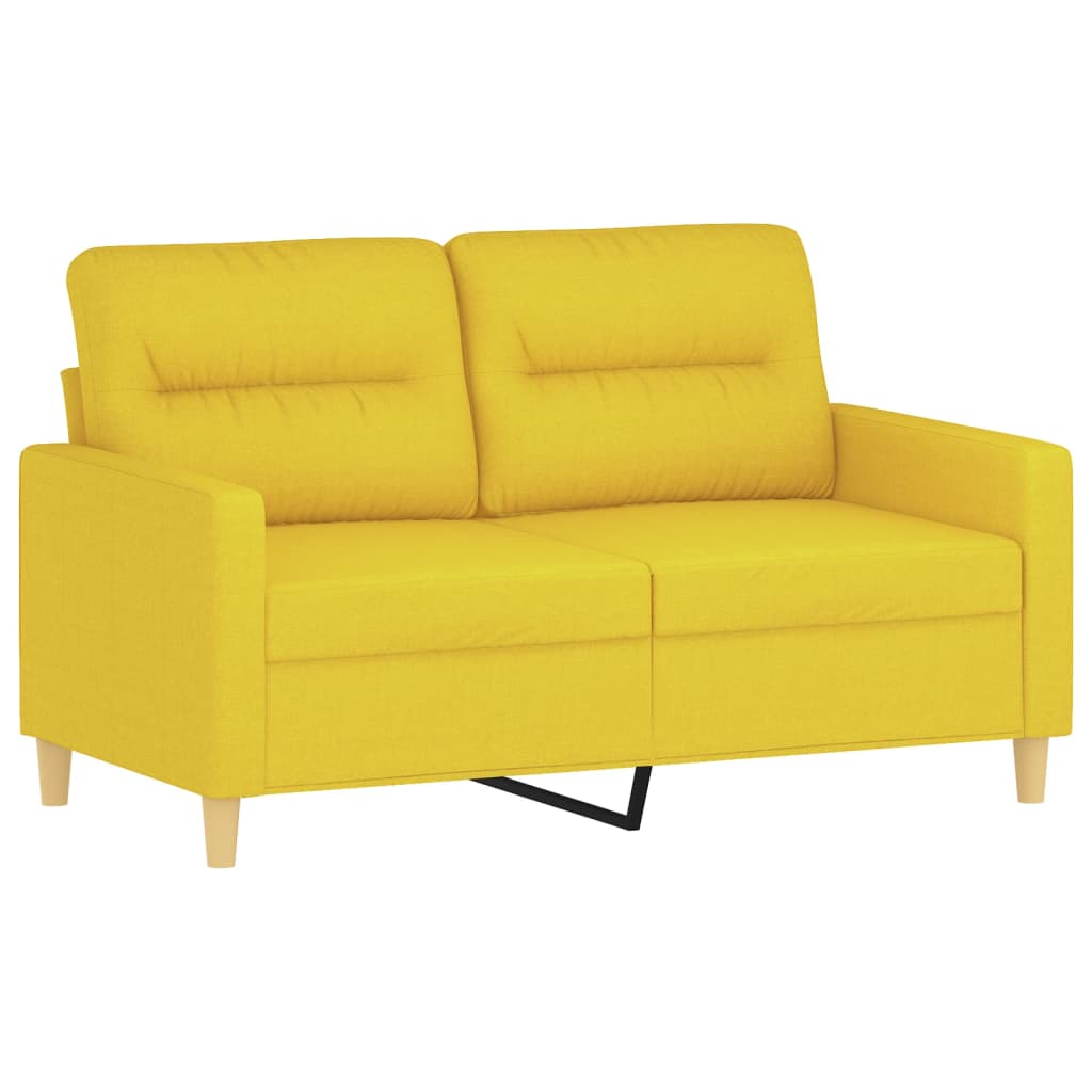 4 pcs conjunto de sofás com almofadas tecido amarelo-claro