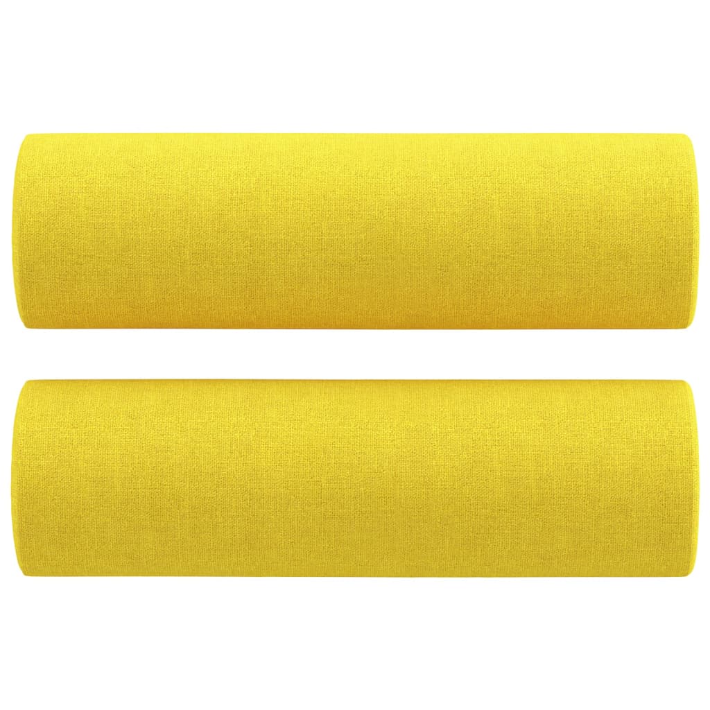 4 pcs conjunto de sofás com almofadas tecido amarelo-claro