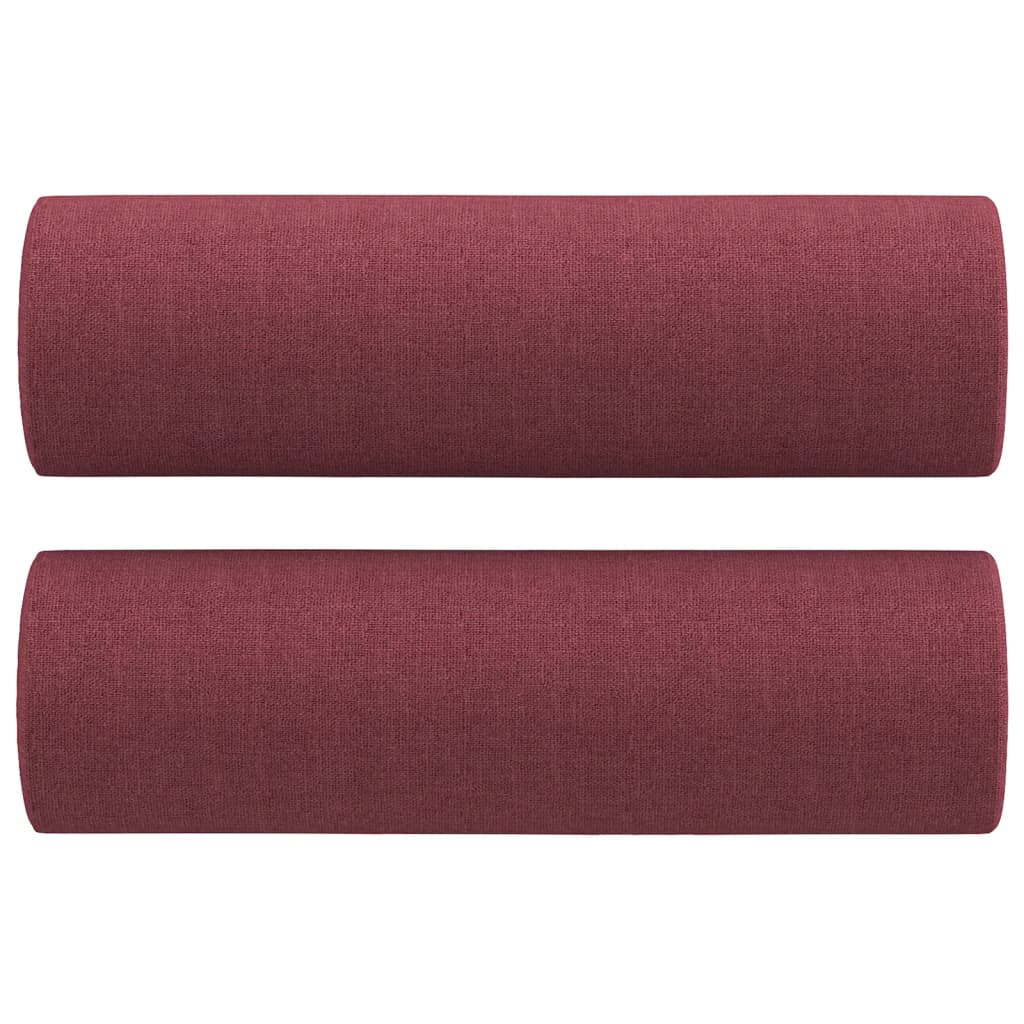 3 pcs conjunto de sofás com almofadas tecido vermelho-tinto