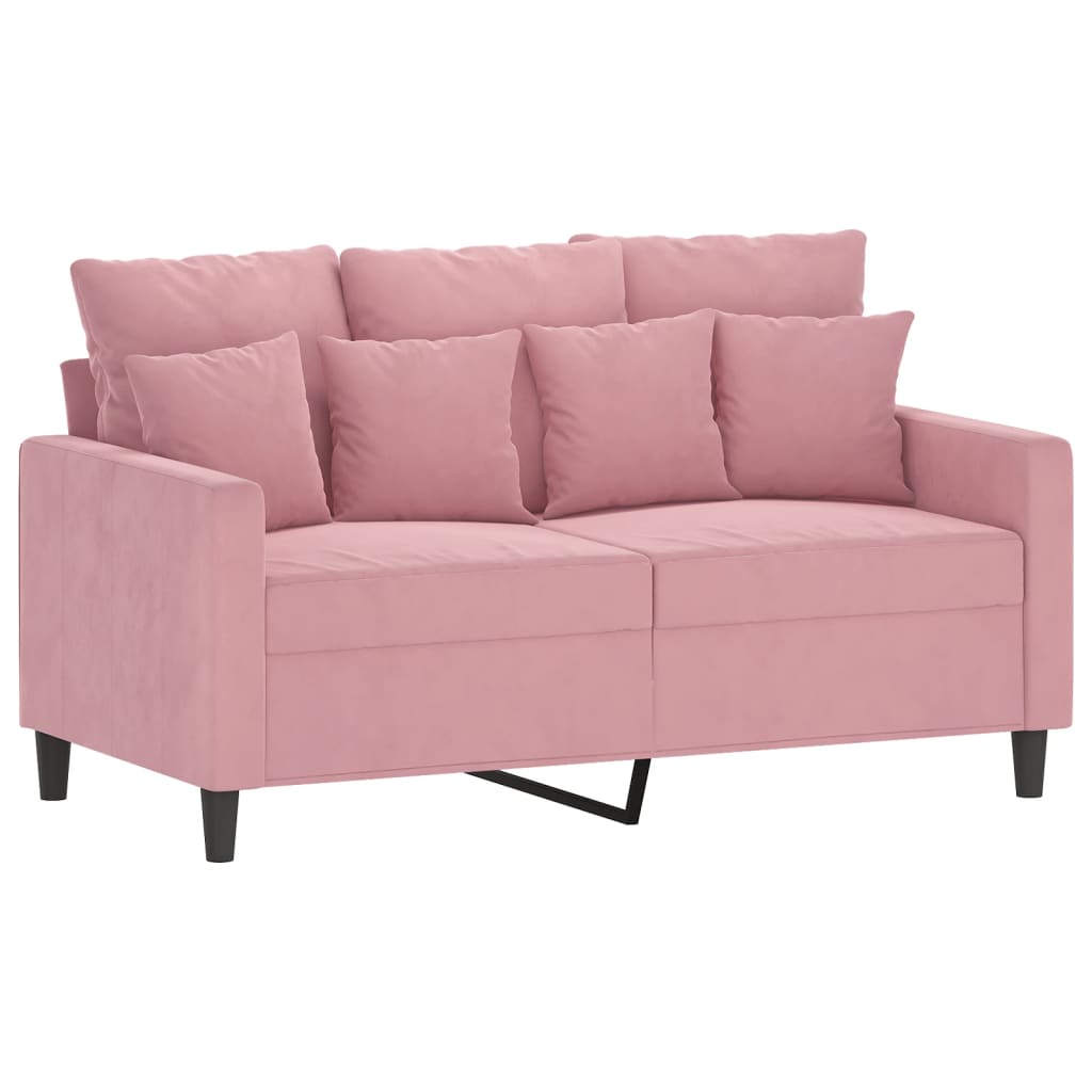 3 pcs conjunto de sofás com almofadões veludo rosa