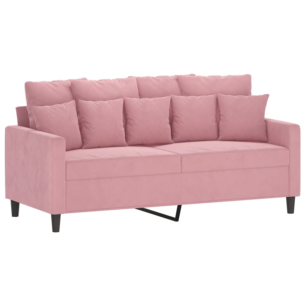 3 pcs conjunto de sofás com almofadões veludo rosa