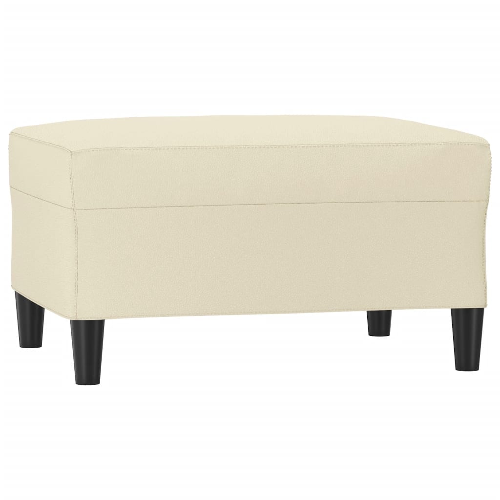 4 pcs conjunto sofás c/ almofadões couro artificial cor creme