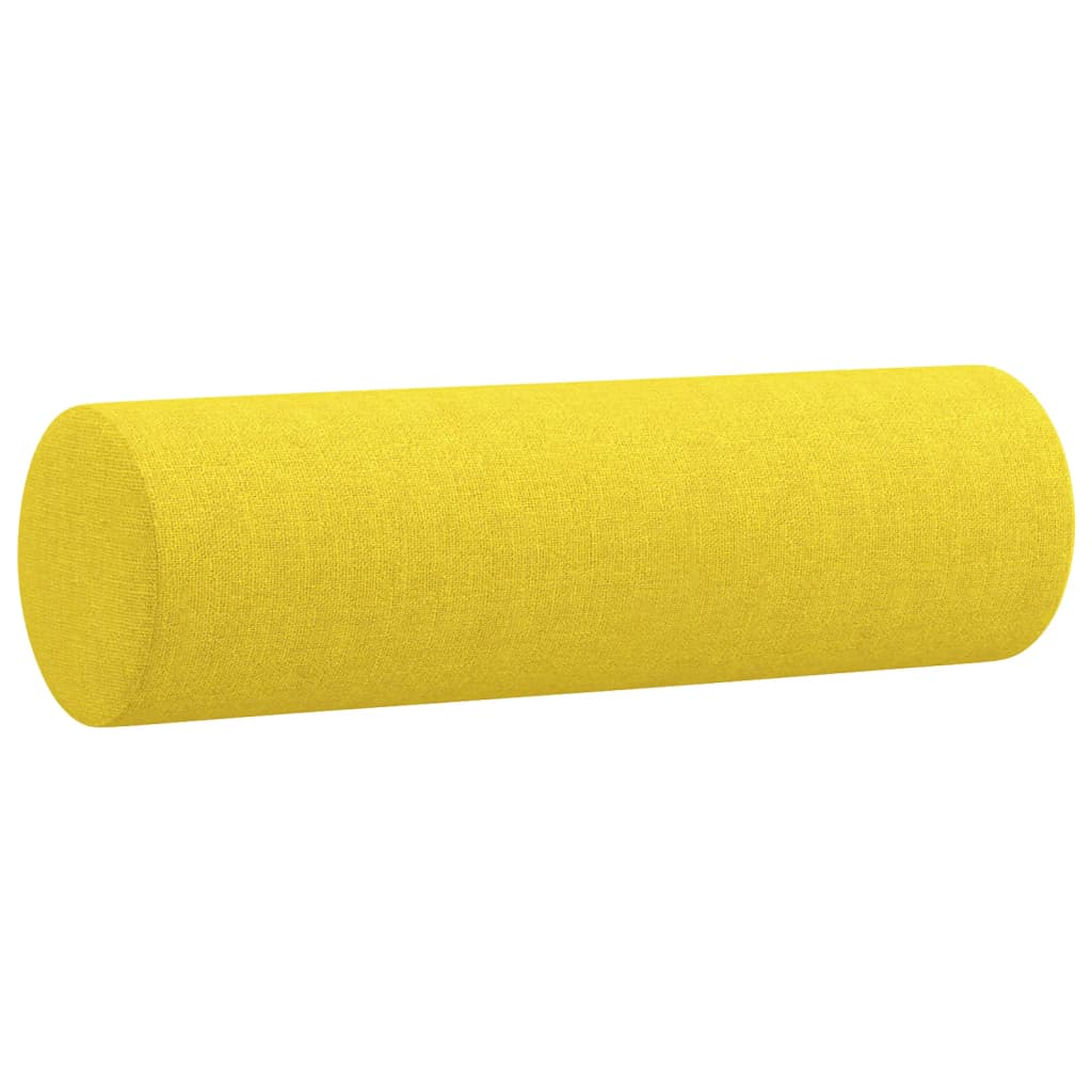 4 pcs conjunto de sofás com almofadas tecido amarelo-claro