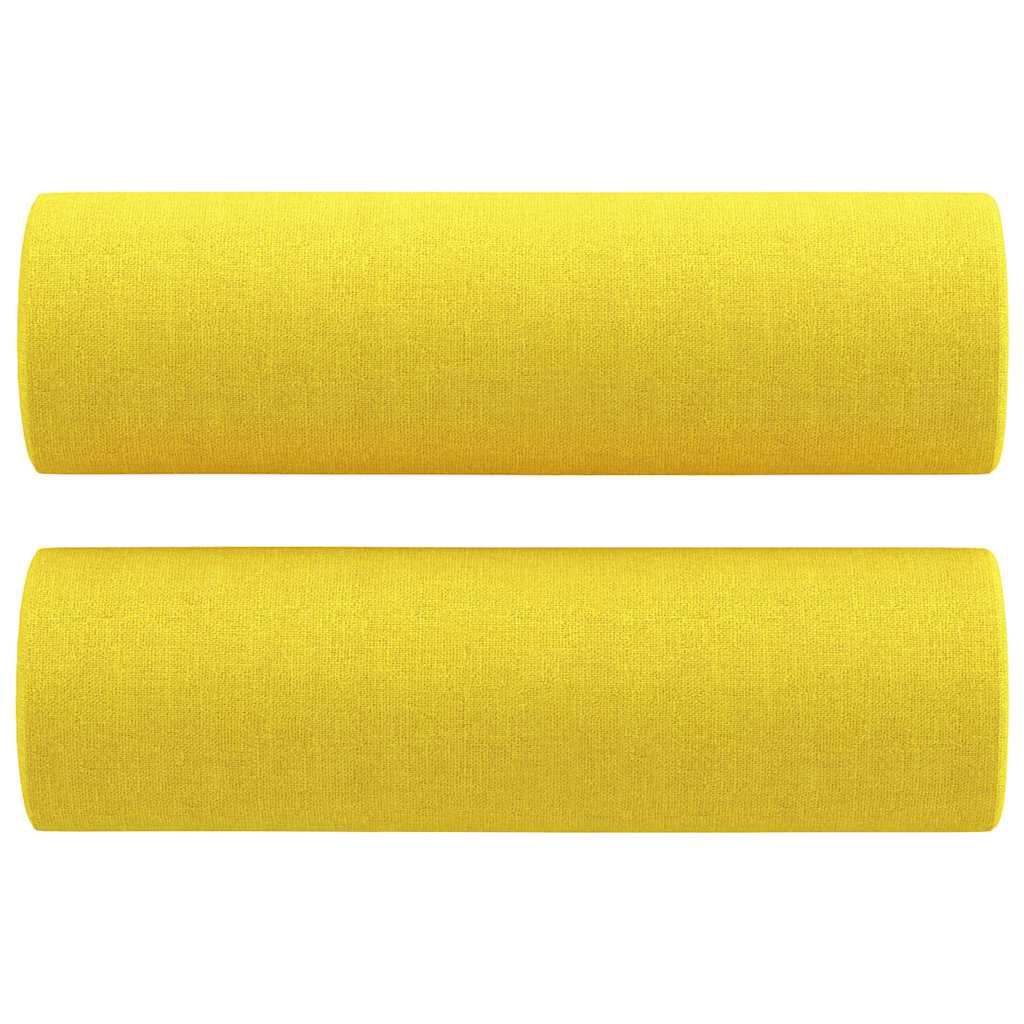 2 pcs conjunto de sofás com almofadas tecido amarelo-claro