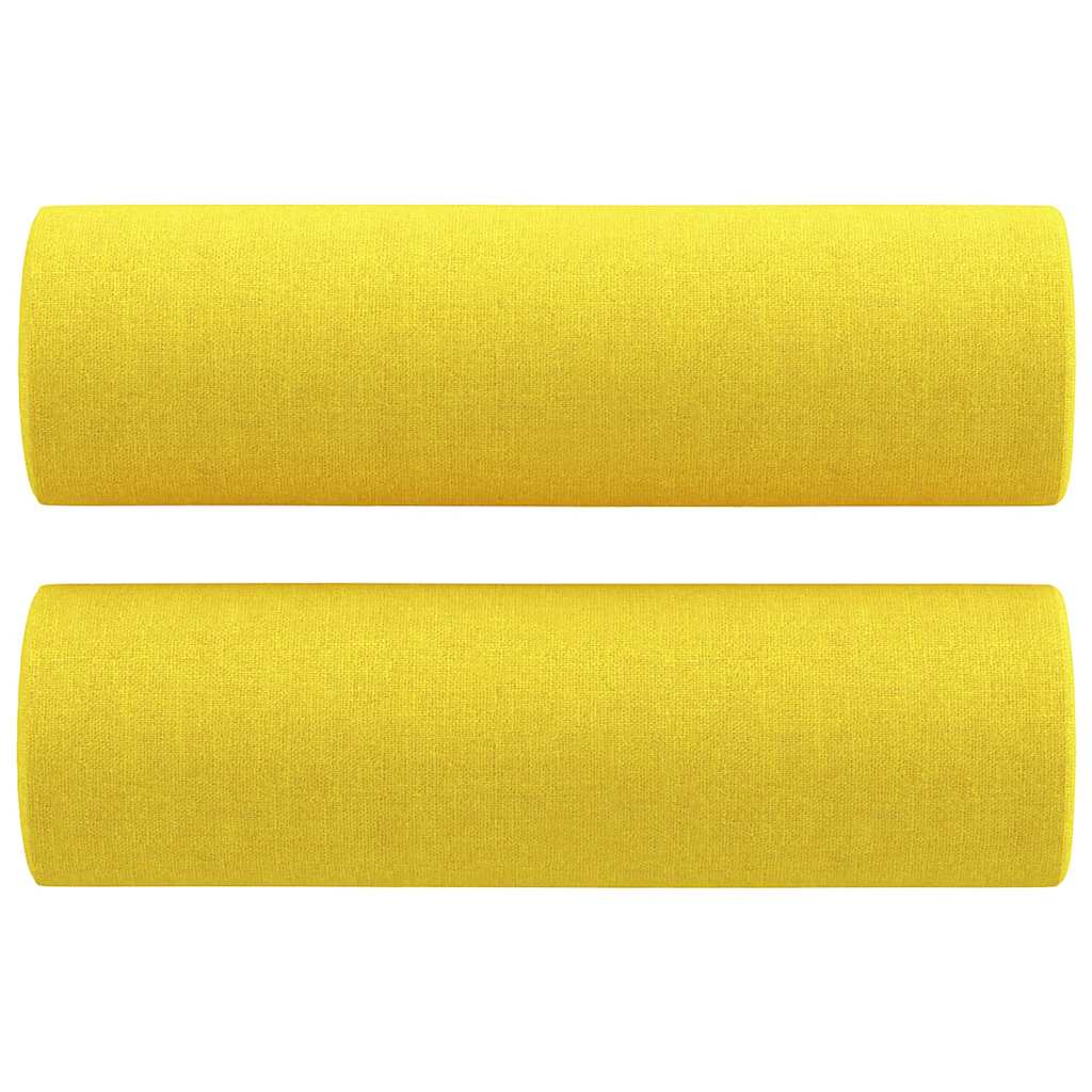 3 pcs conjunto de sofás com almofadas tecido amarelo-claro