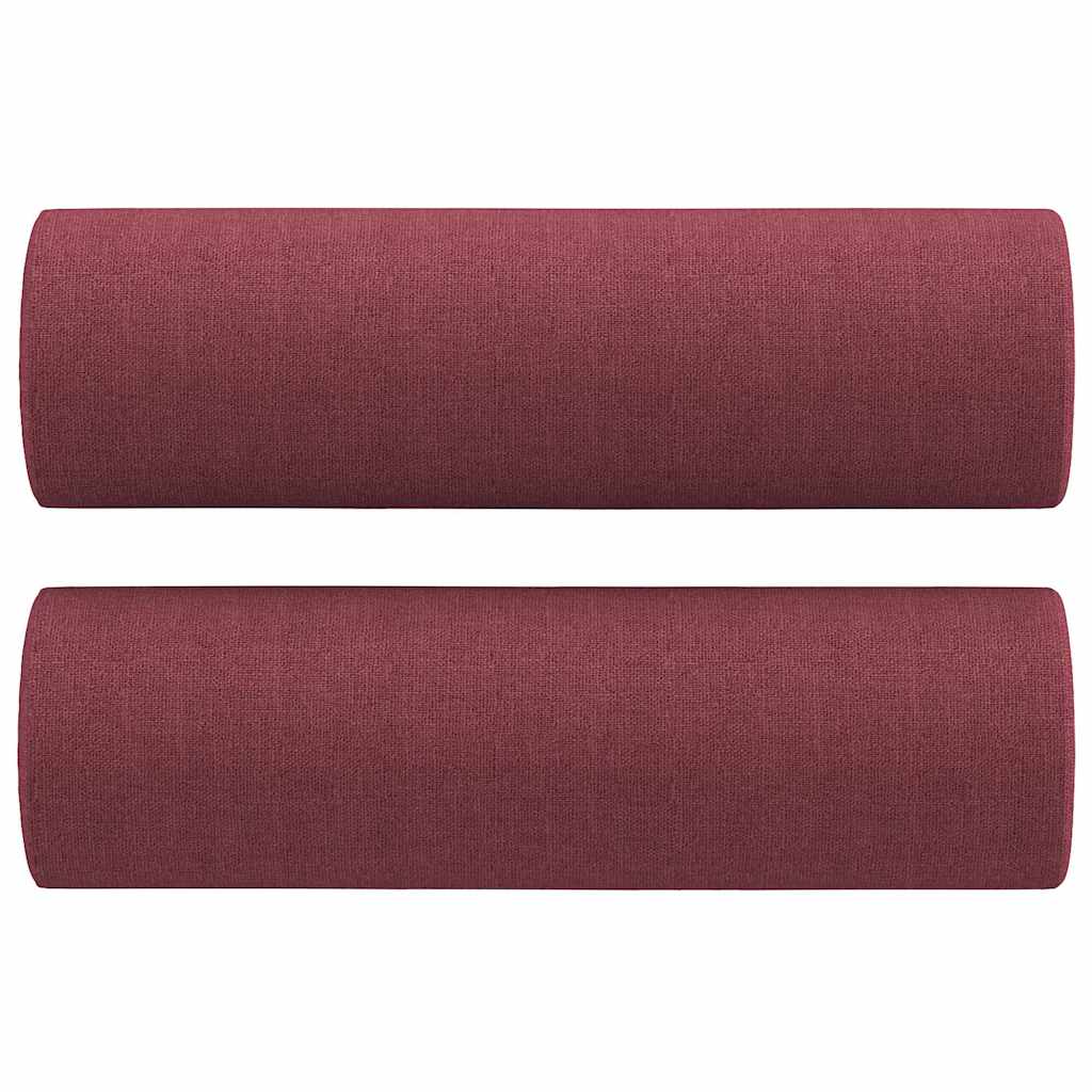 3 pcs conjunto de sofás com almofadas tecido vermelho-tinto