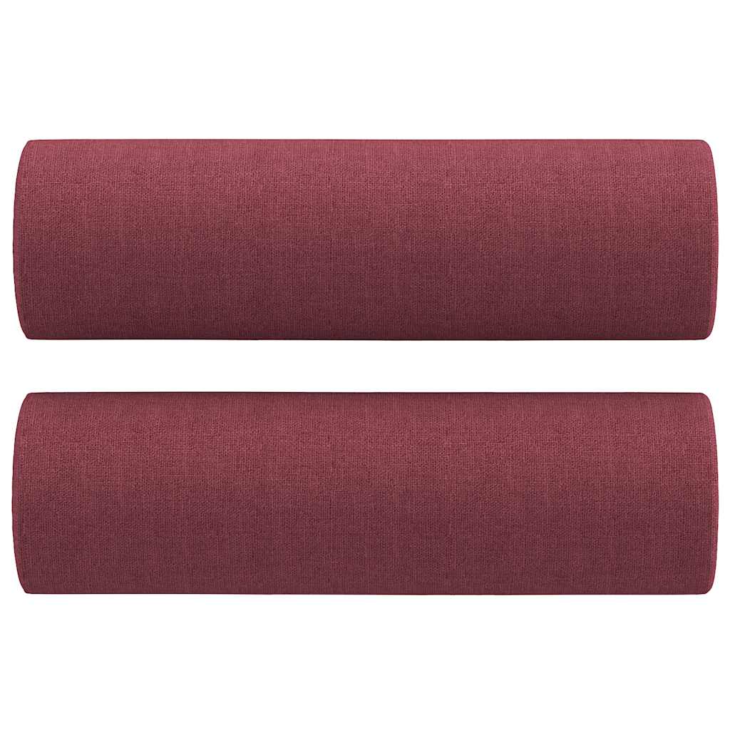 2 pcs conjunto de sofás com almofadas tecido vermelho-tinto
