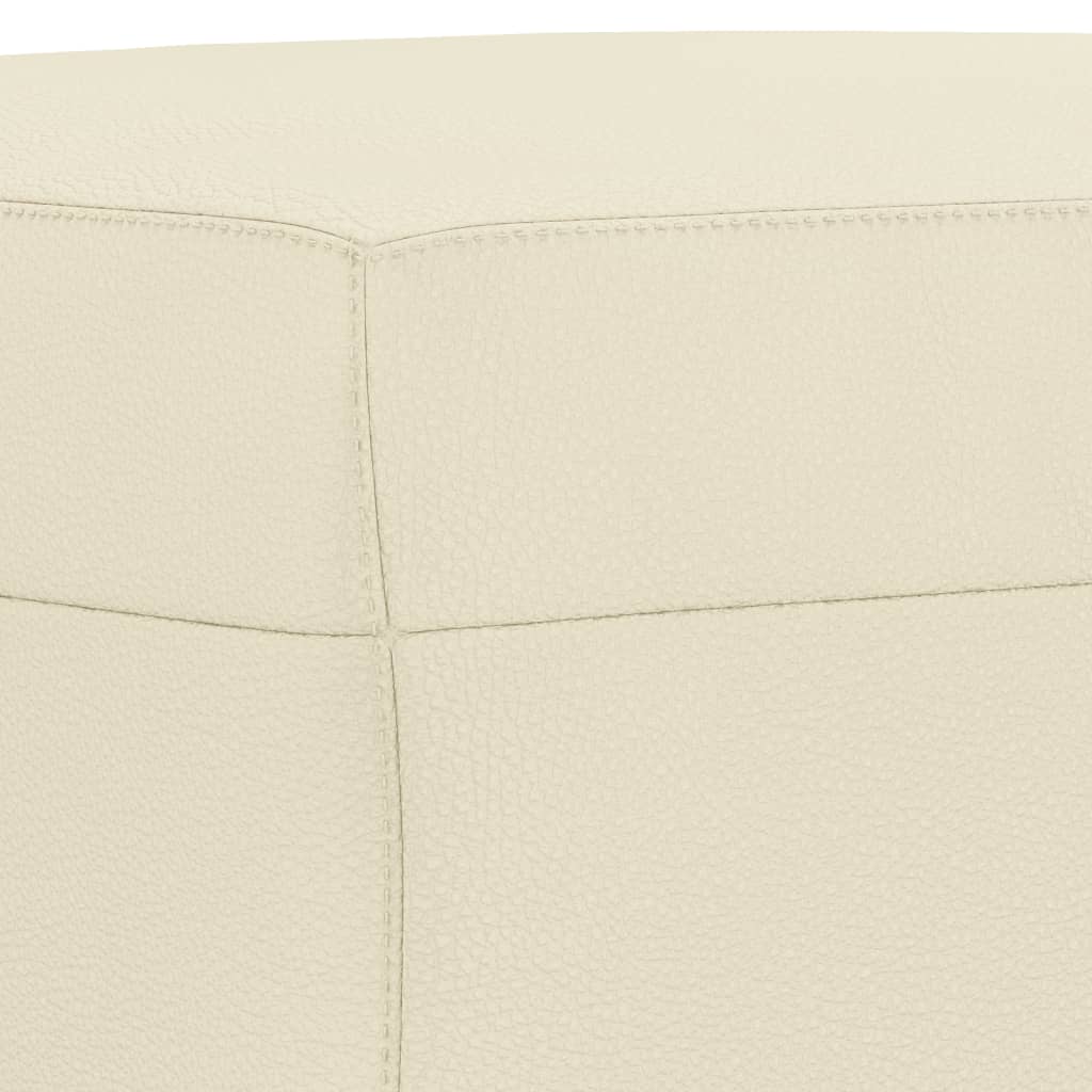 3 pcs conjunto de sofás com almofadas couro artificial creme