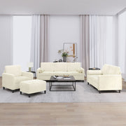 4 pcs conjunto de sofás com almofadas veludo cor creme