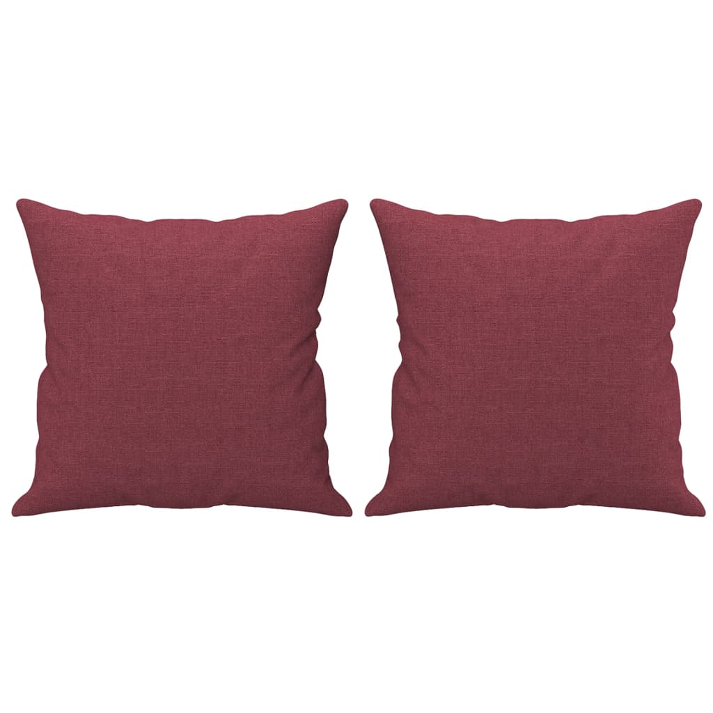 2 pcs conjunto de sofás com almofadas tecido vermelho-tinto