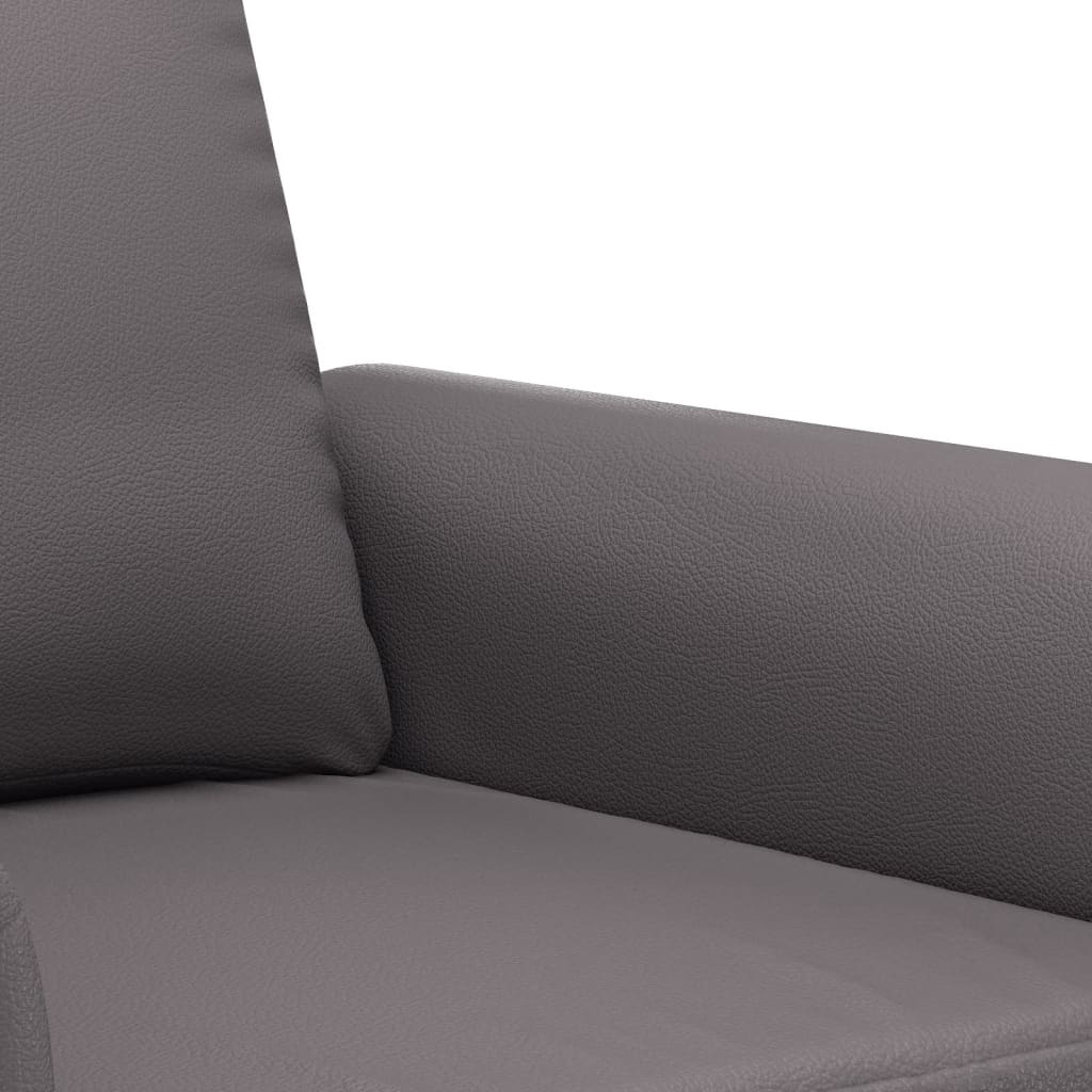 2 pcs conjunto de sofás com almofadas couro artificial cinzento