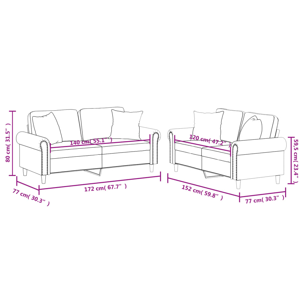 2 pcs conjunto sofás c/ almofadas couro artificial cappuccino