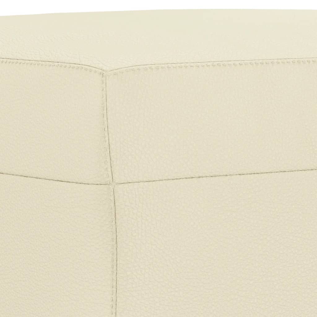 3 pcs conjunto de sofás com almofadas couro artificial creme