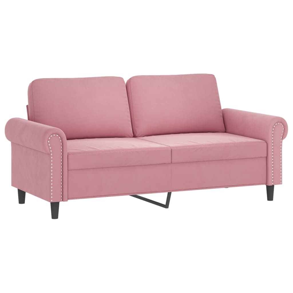 2 pcs conjunto de sofás com almofadas veludo rosa