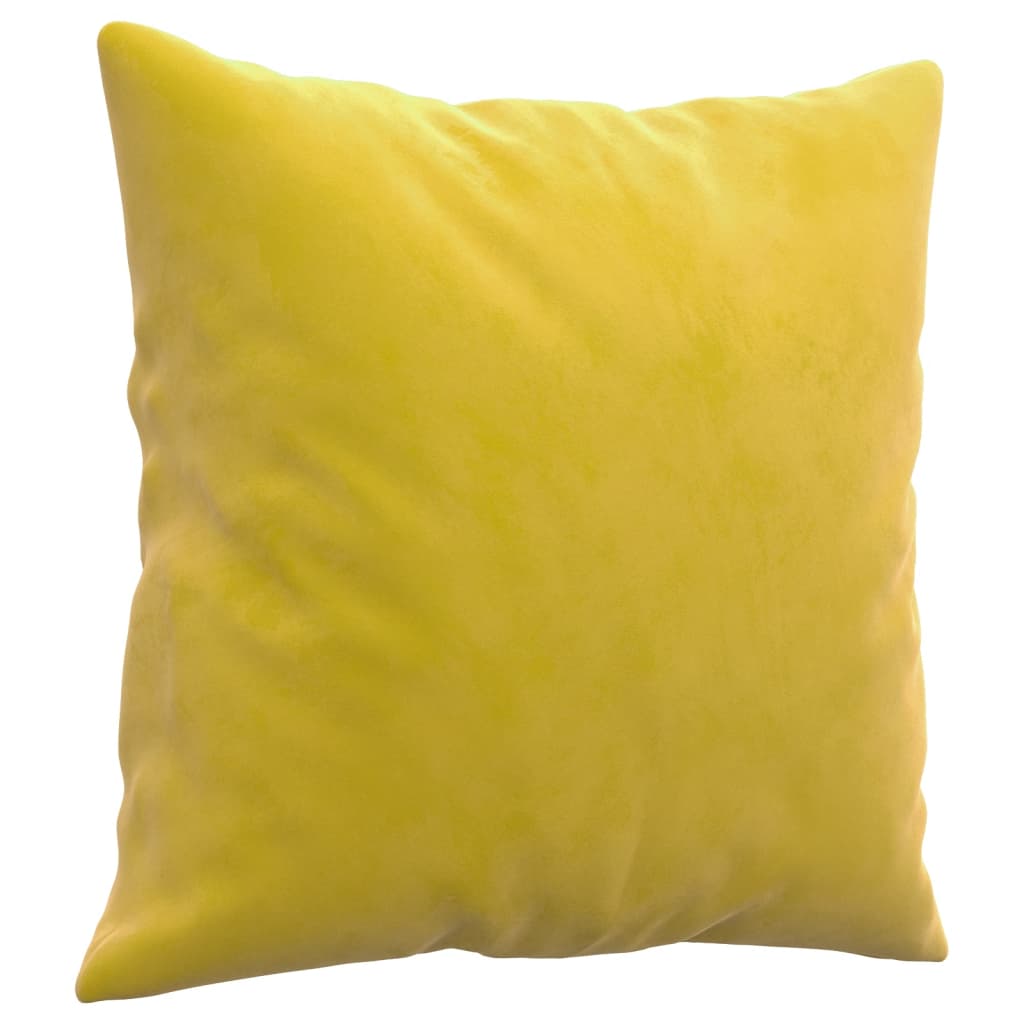 2 pcs conjunto de sofás com almofadas veludo amarelo