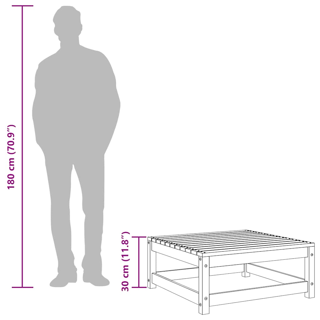 Apoio de pés p/ jardim 70x70x30 cm madeira de pinho maciça