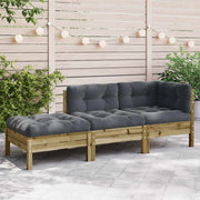 Sofá de 3 lugares para jardim c/ almofadões e apoio de pés