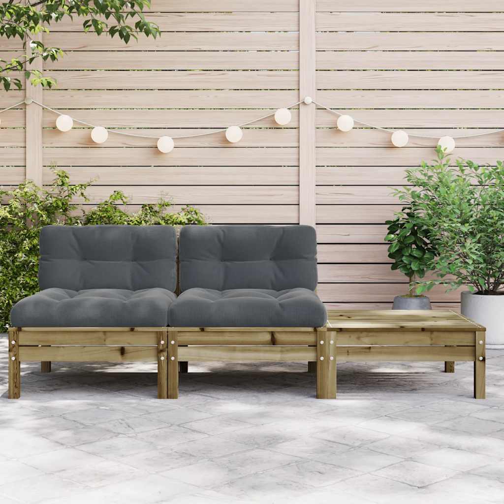 Sofá de 2 lugares para jardim c/ almofadões e apoio de pés