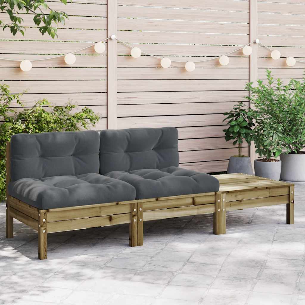 Sofá de 2 lugares para jardim c/ almofadões e apoio de pés