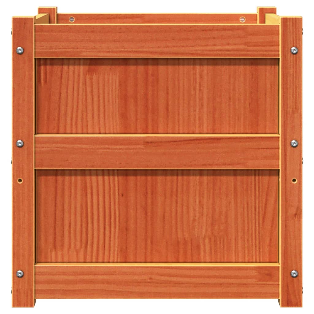 Vaso/floreira de jardim 50x50x50 cm pinho maciço castanho cera