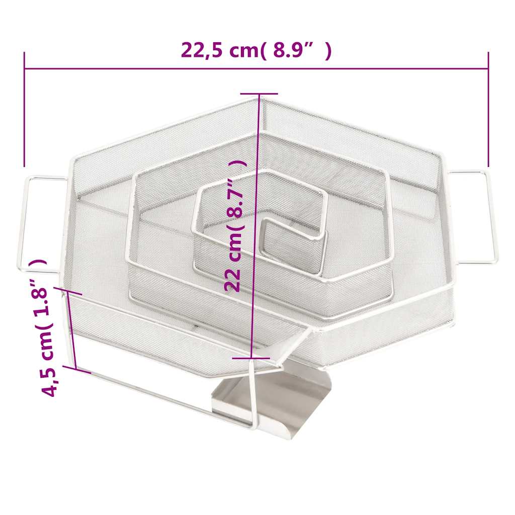 Gerador de fumo frio hexagonal 22,5 cm aço inoxidável