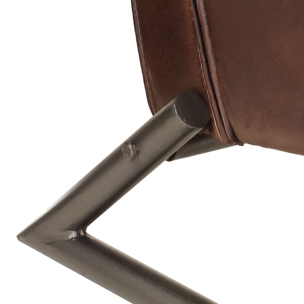 Poltrona de couro genuíno castanho