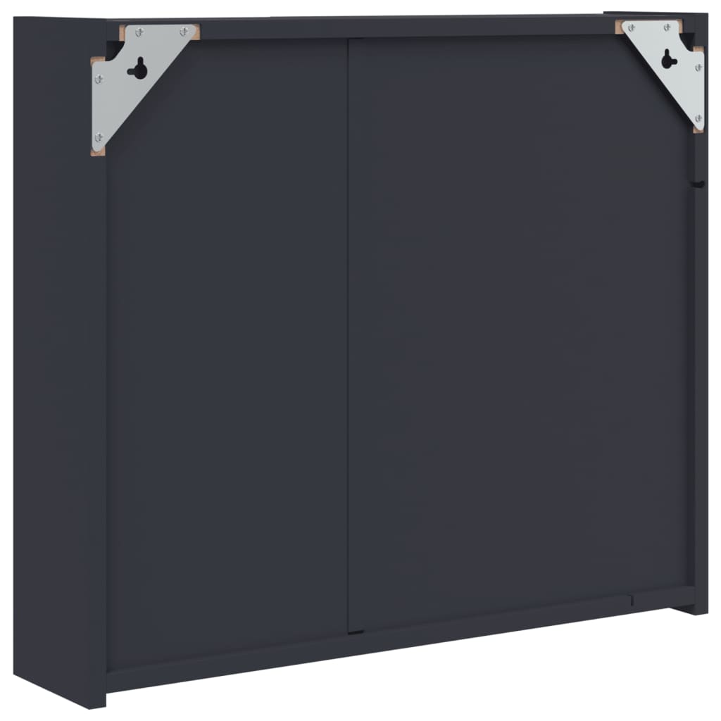 Armário espelhado p/ casa de banho c/ LEDs 60x13x52 cm cinzento