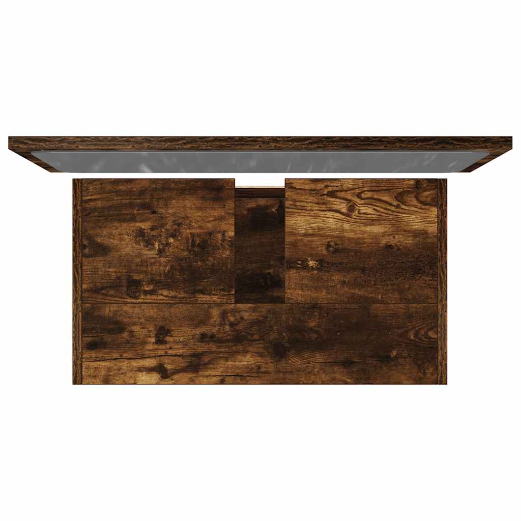 2 pcs conj. móveis casa de banho derivados madeira cor fumado