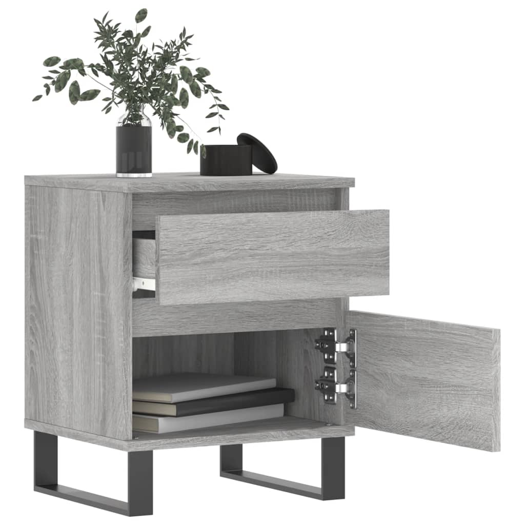 Mesa de cabeceira 40x35x50 cm derivados de madeira cinza sonoma