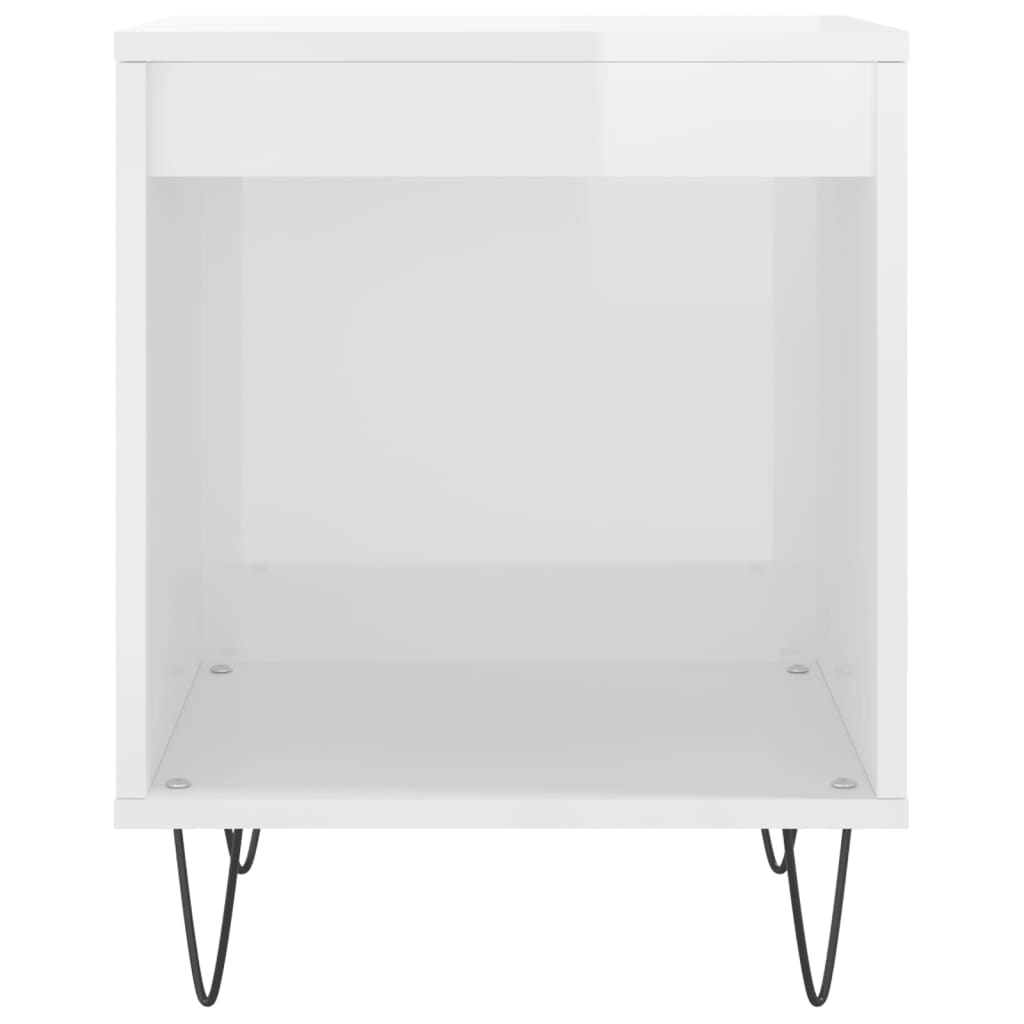 Mesa de cabeceira 40x35x50cm derivados madeira branco brilhante