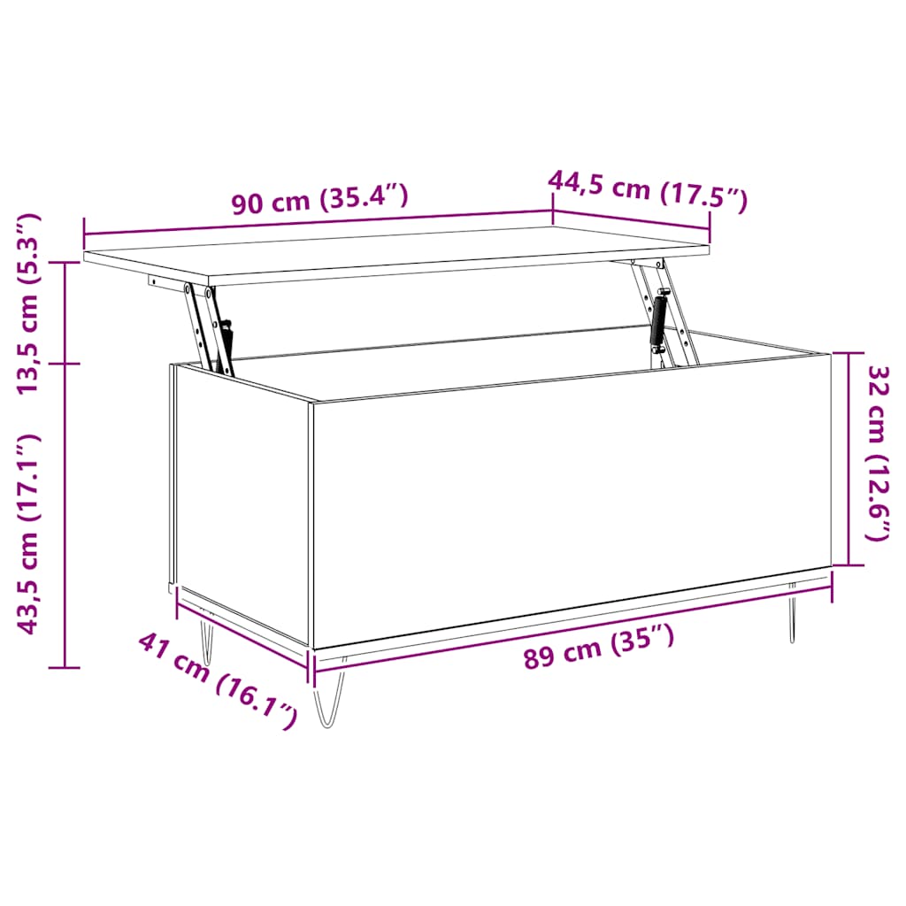 Mesa de centro 90x44,5x45 cm derivados de madeira branco