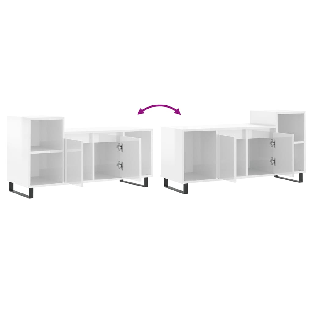 Móvel para TV 100x35x55 cm derivados madeira branco brilhante