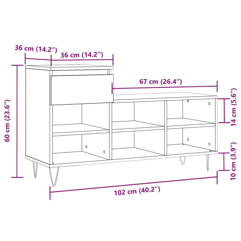 Sapateira 102x36x60 cm derivados de madeira branco