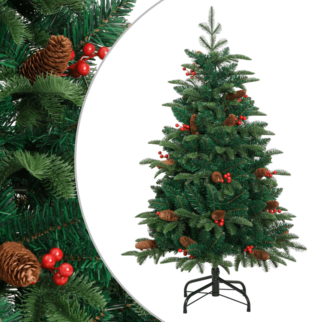 Árvore de Natal artificial articulada c/ pinhas e bagas 120 cm