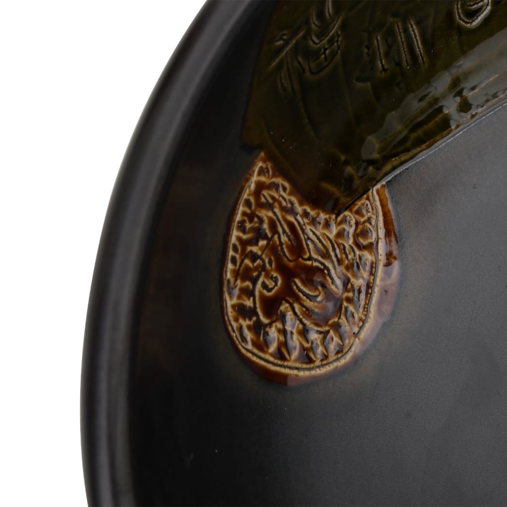 Lavatório de bancada redondo Φ41x14 cm cerâmica preto