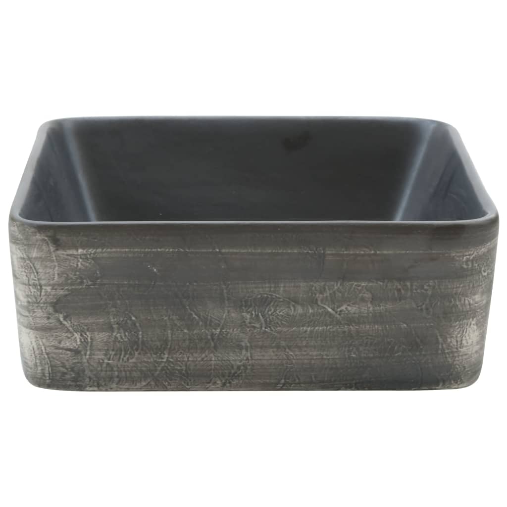 Lavatório retangular 46x35,5x13 cm cerâmica preto e castanho