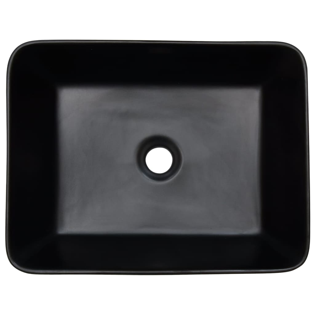 Lavatório retangular 46x35,5x13 cm cerâmica preto e castanho
