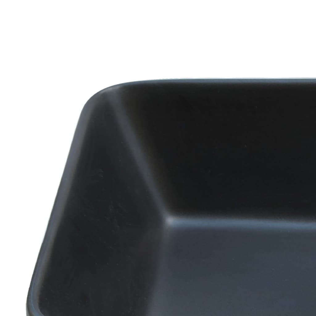 Lavatório retangular 46x35,5x13 cm cerâmica preto e castanho