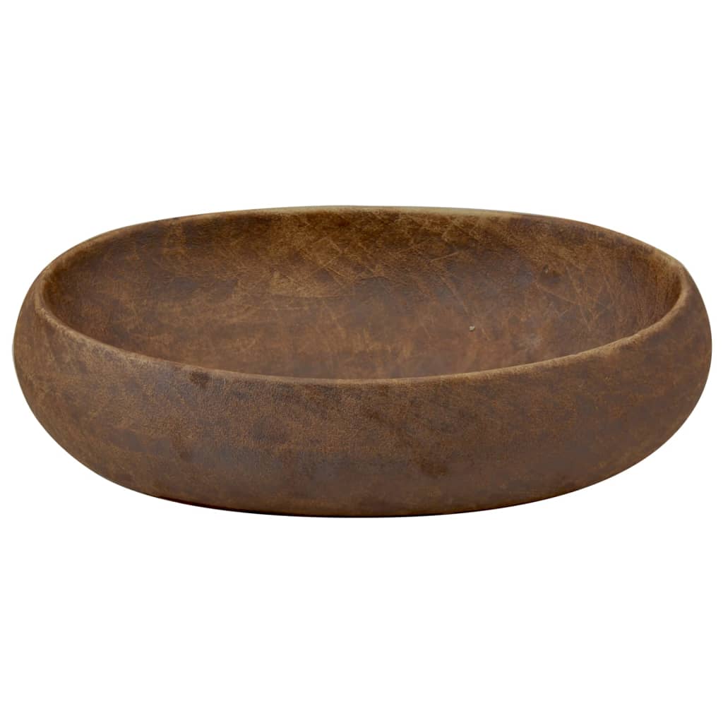 Lavatório de bancada oval 59x40x15 cm cerâmica castanho