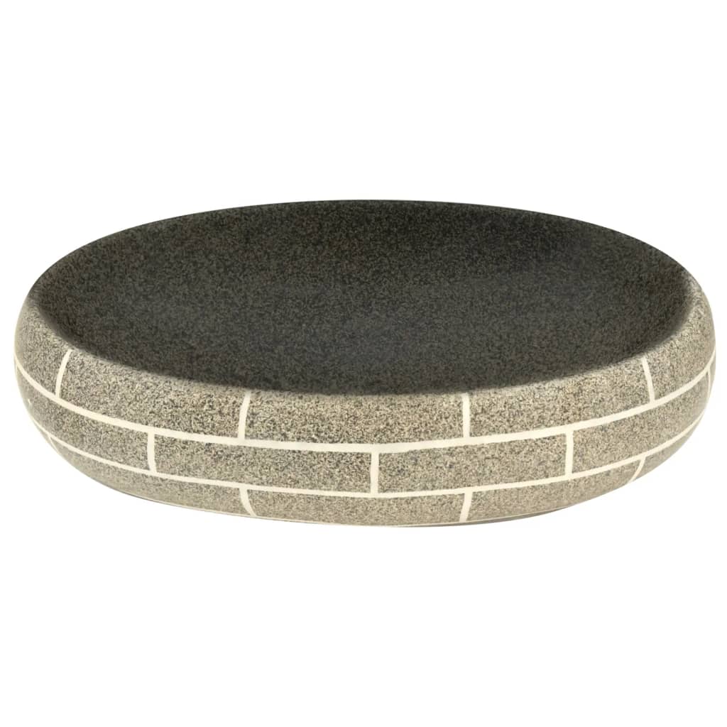 Lavatório de bancada oval 59x40x15 cm cerâmica multicor