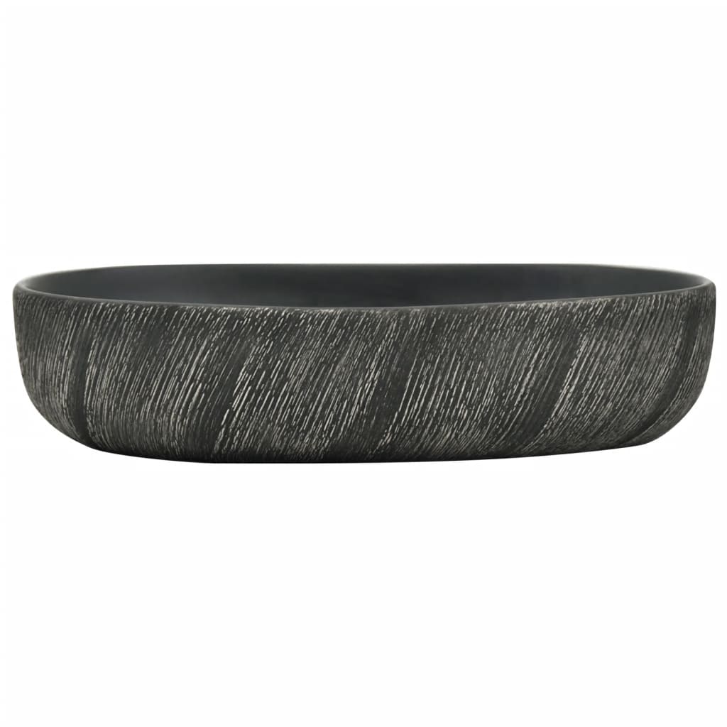 Lavatório de bancada oval 59x40x14 cm cerâmica preto